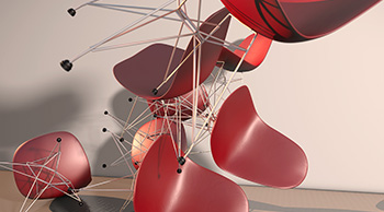 3D-Render flying chairs