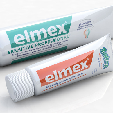Zwei elmex Zahnpastatuben