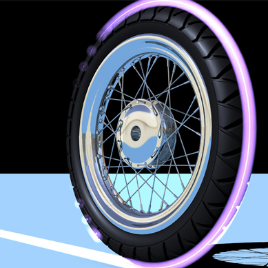 Motorradreifen mit Lichtspur